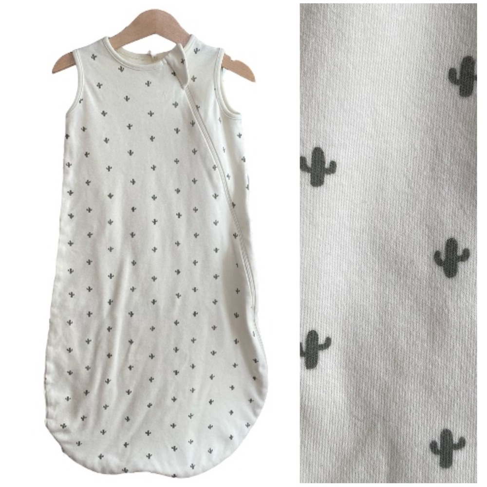 Quincy Mae Cream Green Cactus Jersey Sleep Bag